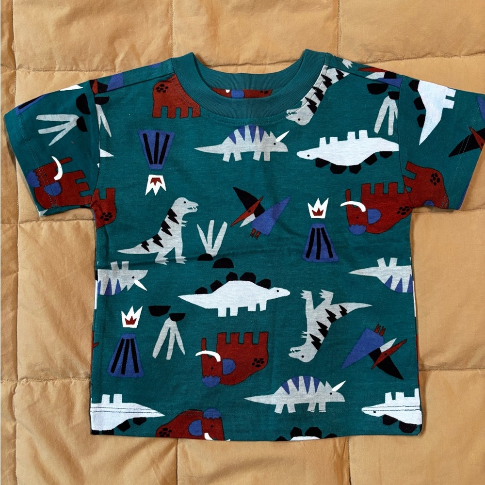 Hanna Andersson Dinosaur Adventure Tee - Teal and Red